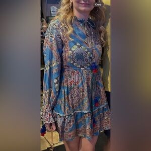 Hemant and Nandita Bohemian Blue Patterned Dress in S